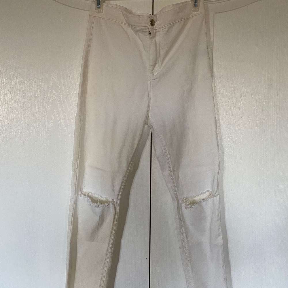Topshop Ripped Knee Joni Jean - White